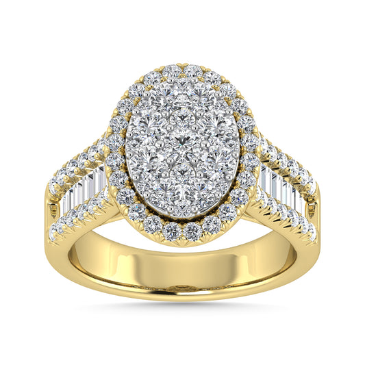 Diamond 2 Ct.Tw. Round and Tapper Engagement Ring in 14K Yellow Gold