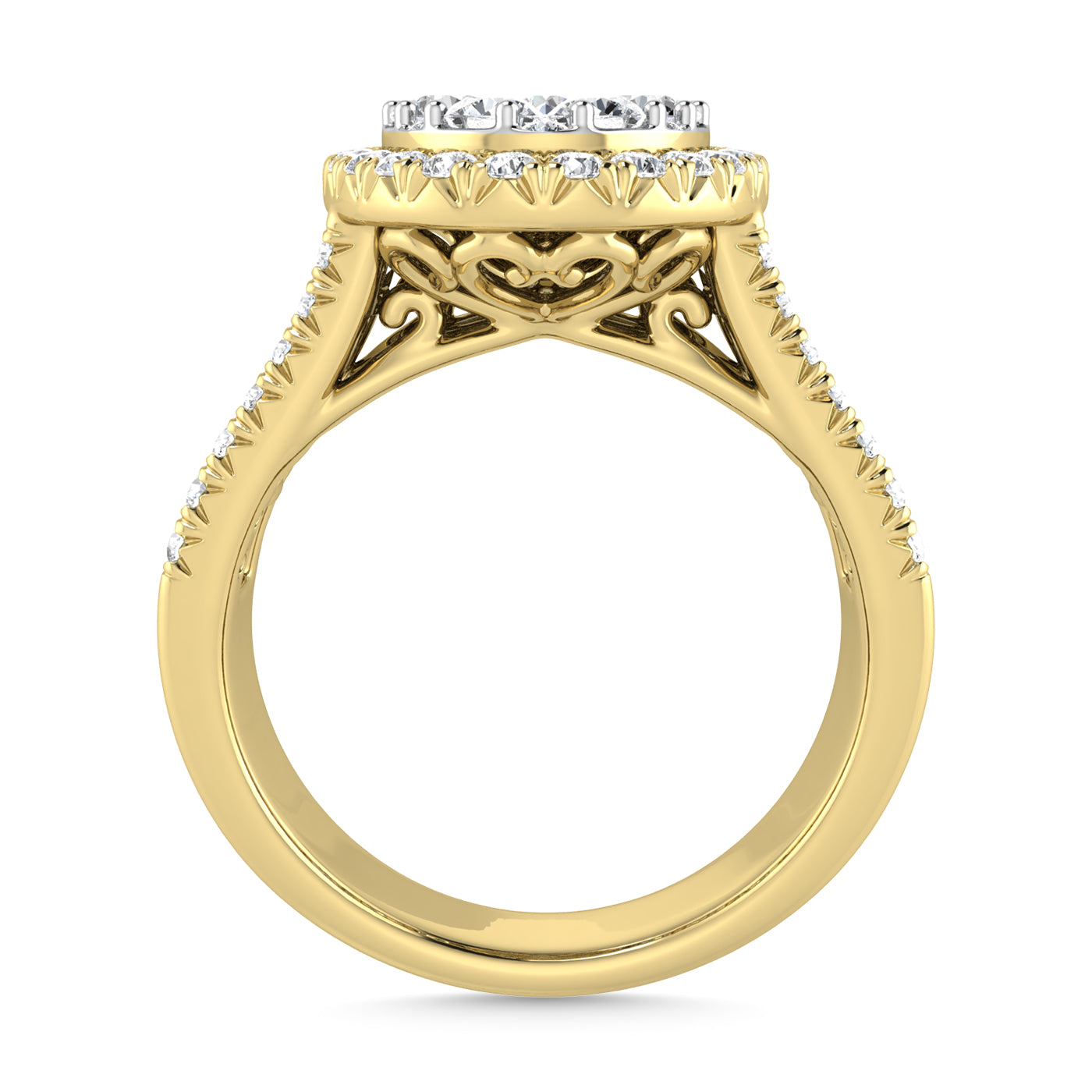 Diamond 2 Ct.Tw. Round and Tapper Engagement Ring in 14K Yellow Gold