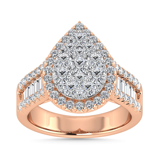 Diamond 2 Ct.Tw. Round and Tapper Engagement Ring in 14K Rose Gold