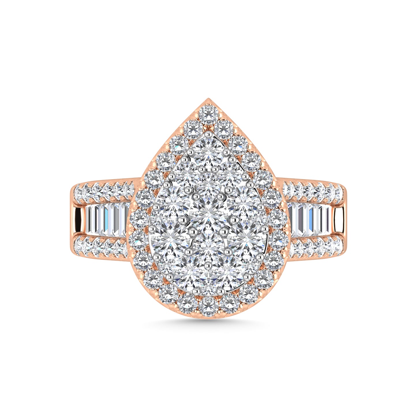 Diamond 2 Ct.Tw. Round and Tapper Engagement Ring in 14K Rose Gold