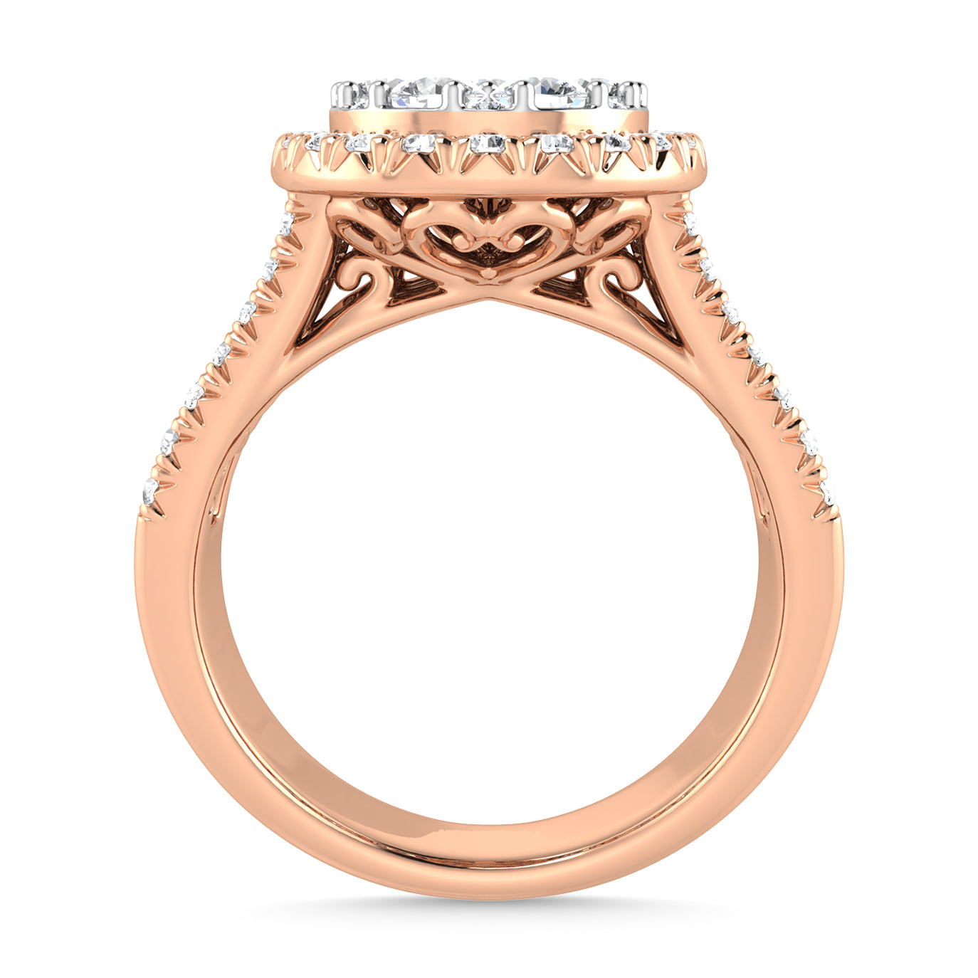 Diamond 2 Ct.Tw. Round and Tapper Engagement Ring in 14K Rose Gold