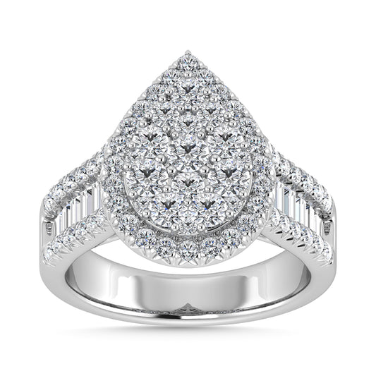 Diamond 2 Ct.Tw. Round and Tapper Engagement Ring in 14K White Gold