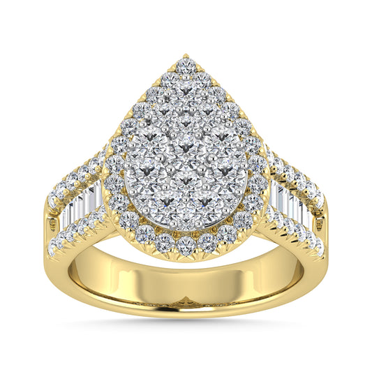 Diamond 2 Ct.Tw. Round and Tapper Engagement Ring in 14K Yellow Gold