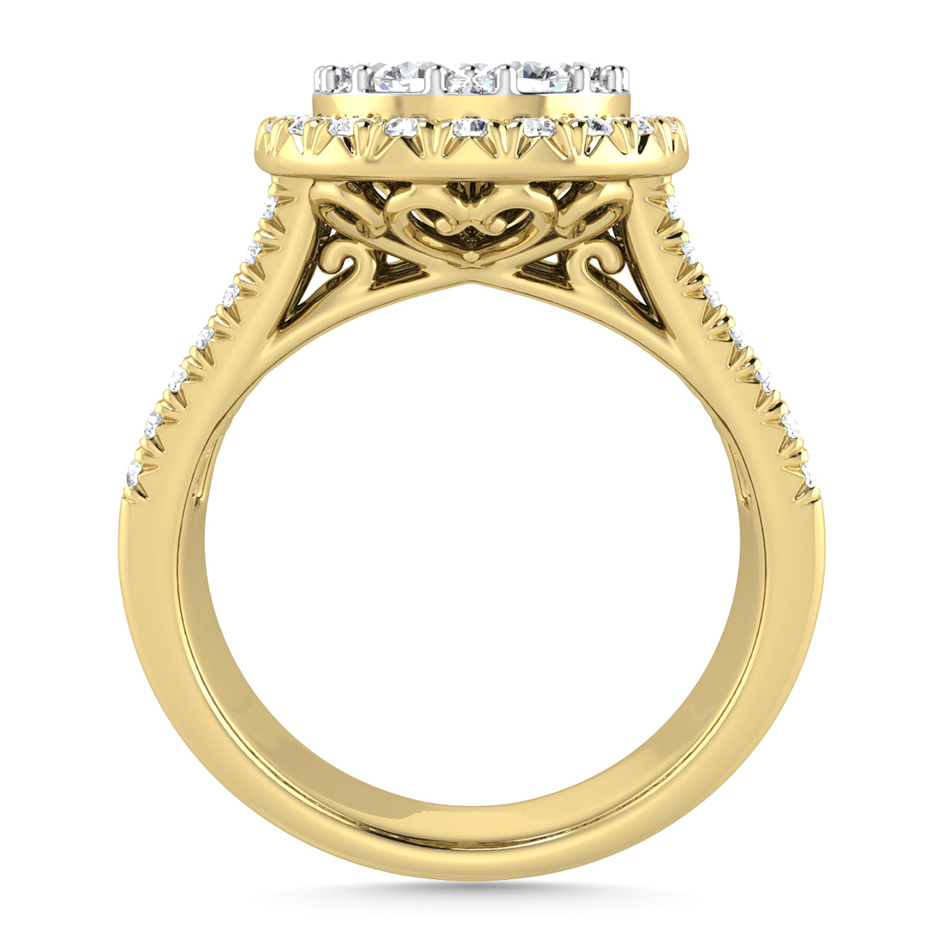 Diamond 2 Ct.Tw. Round and Tapper Engagement Ring in 14K Yellow Gold