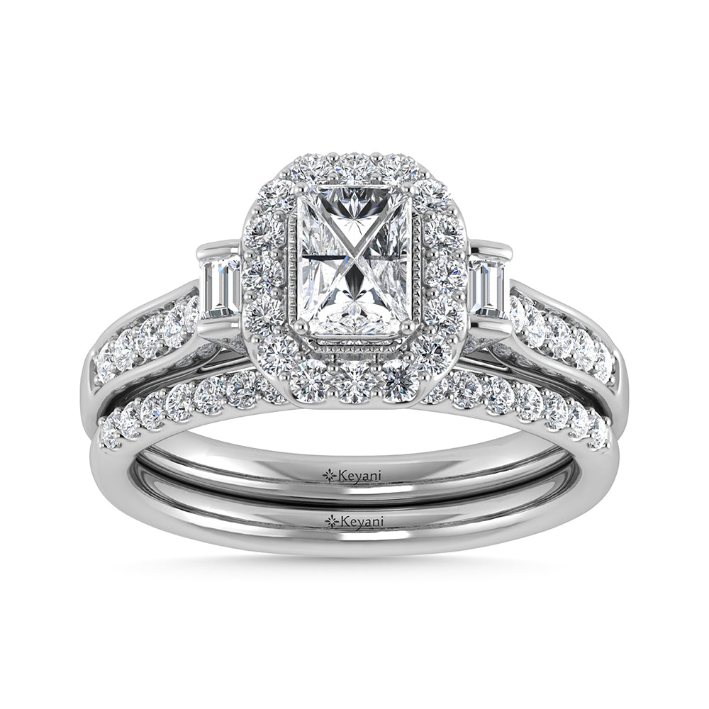 10K White Gold Diamond 1 Ct.Tw. Emerald Shape Bridal Ring