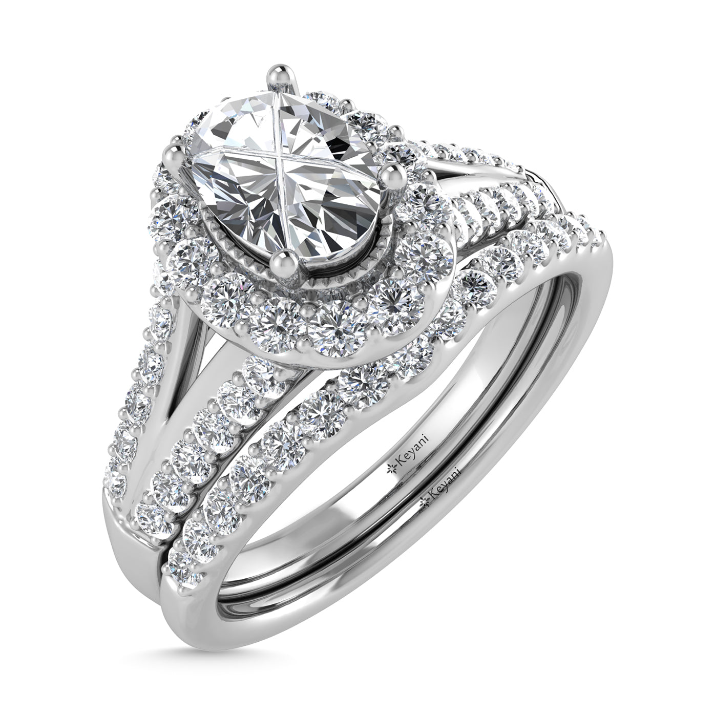 10K White Gold Diamond 1 Ct.Tw. Oval Shape Bridal Ring