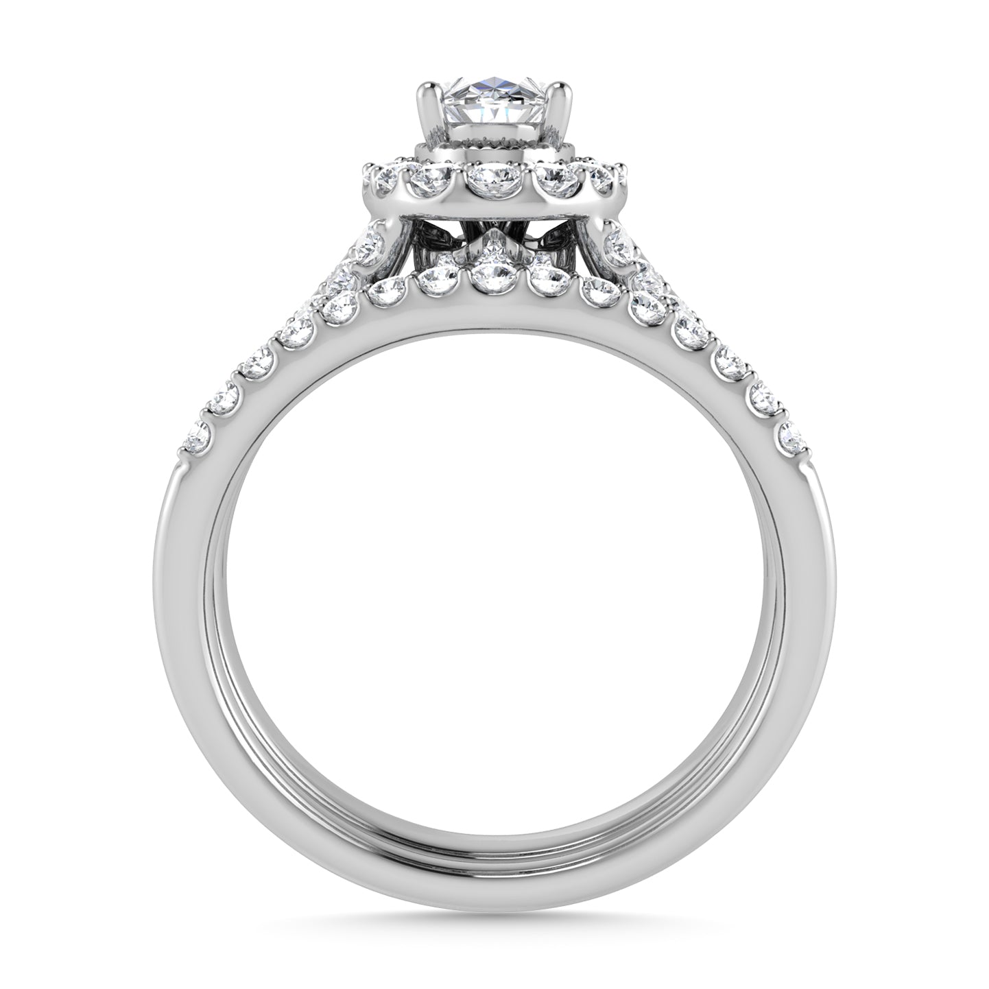 10K White Gold Diamond 1 Ct.Tw. Oval Shape Bridal Ring