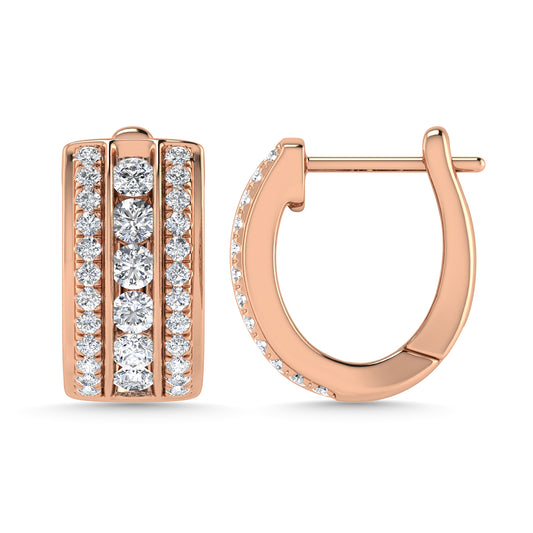Diamond 1 Ct.Tw. Hoop Earrings in 14K Rose Gold
