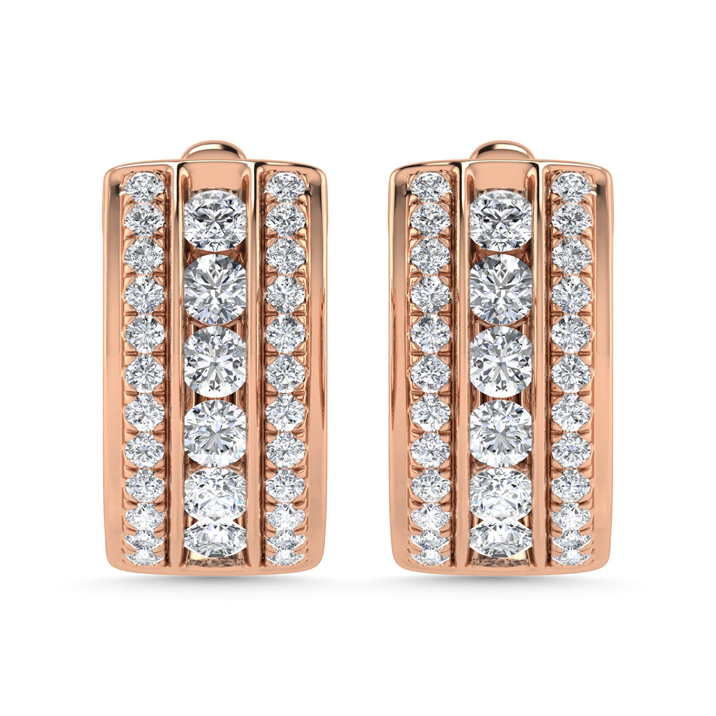 Diamond 1 Ct.Tw. Hoop Earrings in 14K Rose Gold