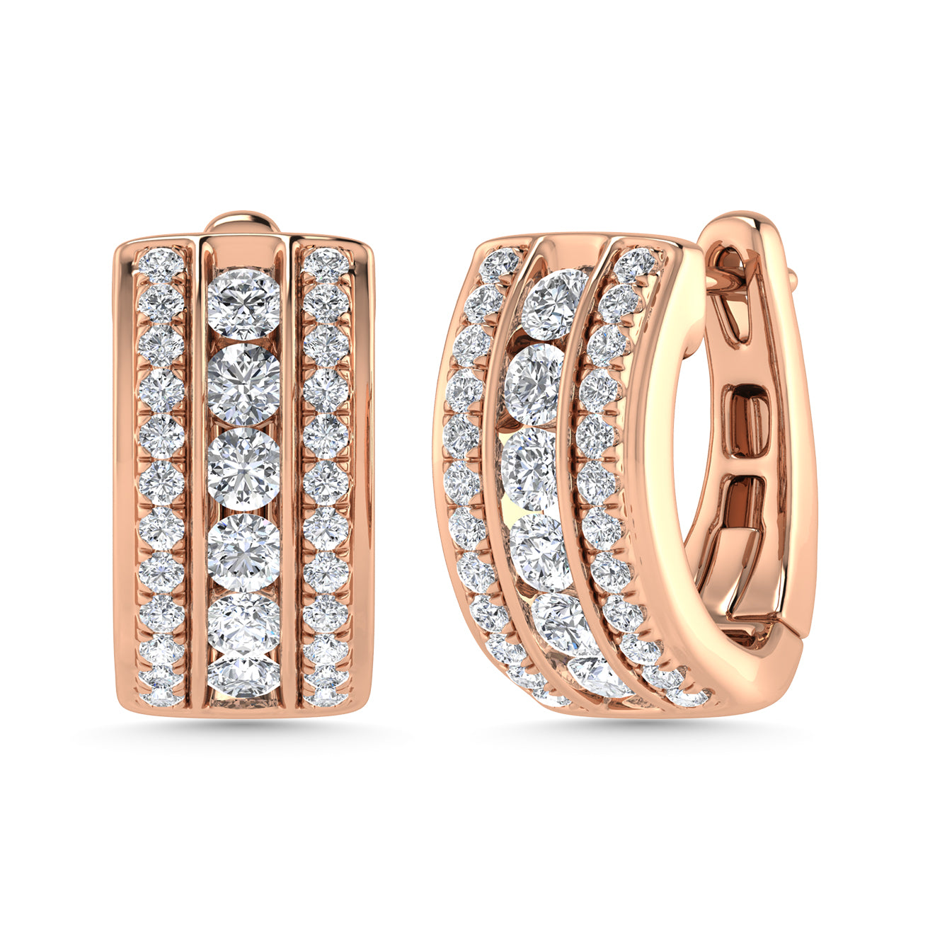 Diamond 2 Ct.Tw. Hoop Earrings in 14K Rose Gold