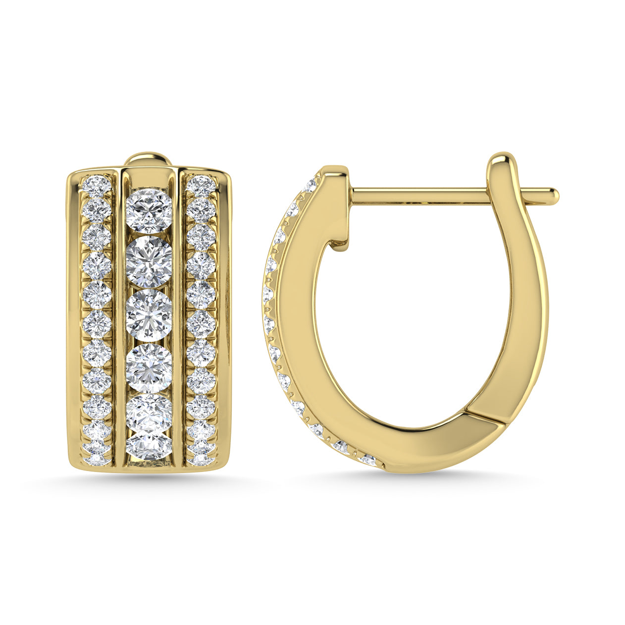 Diamond 1 Ct.Tw. Hoop Earrings in 14K Yellow Gold