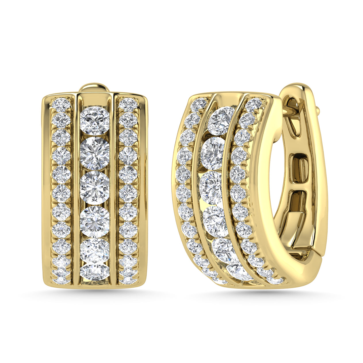 Diamond 1 Ct.Tw. Hoop Earrings in 14K Yellow Gold
