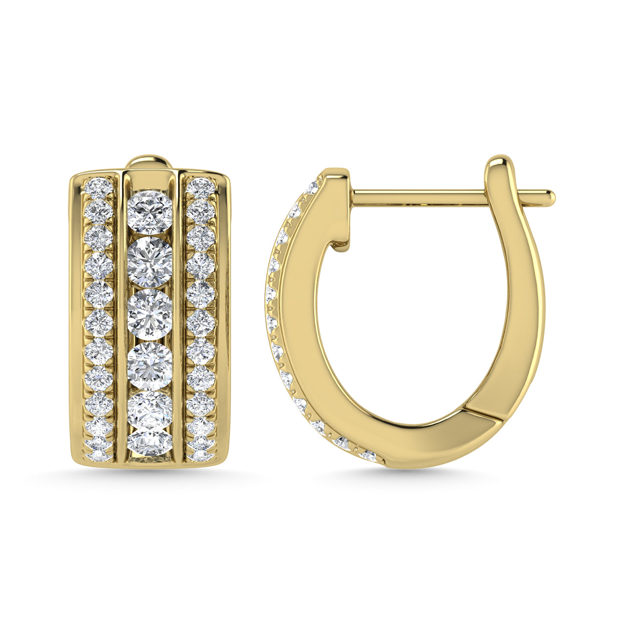 Diamond 1 1/2 Ct.Tw. Hoop Earrings in 14K Yellow Gold