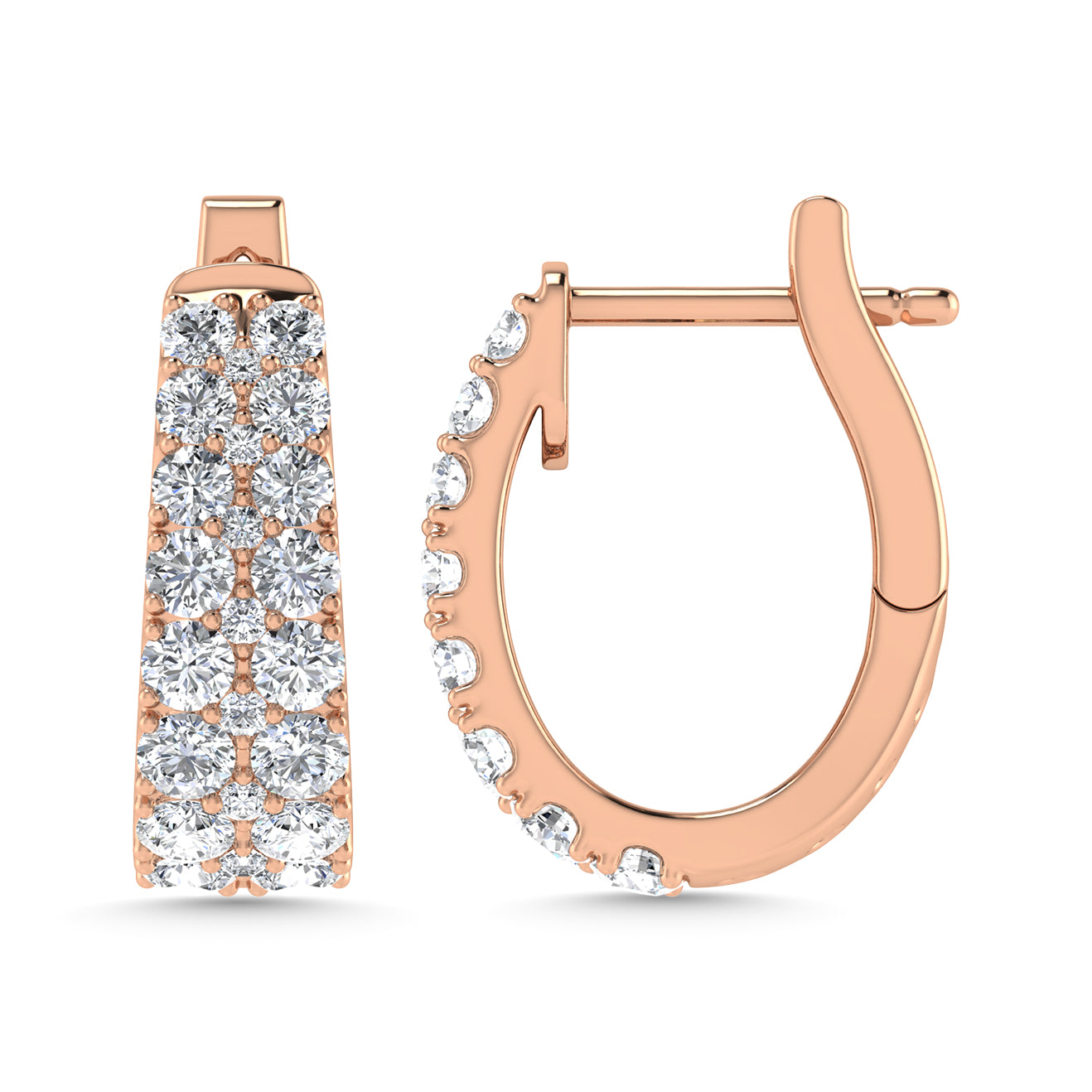 Diamond 1 Ct.Tw. Hoop Earrings in 14K Rose Gold