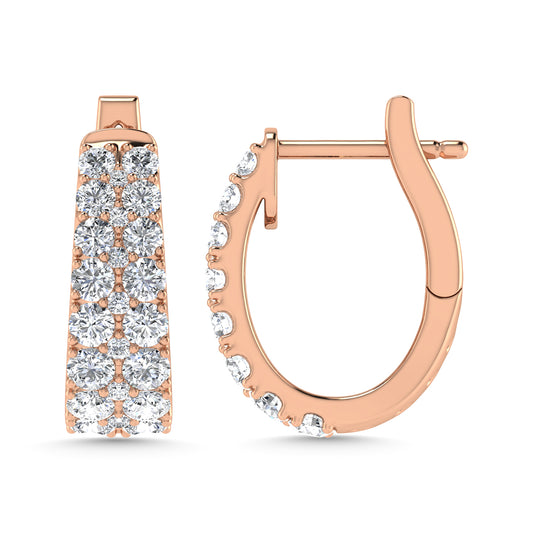 Diamond 1 Ct.Tw. Hoop Earrings in 14K Rose Gold