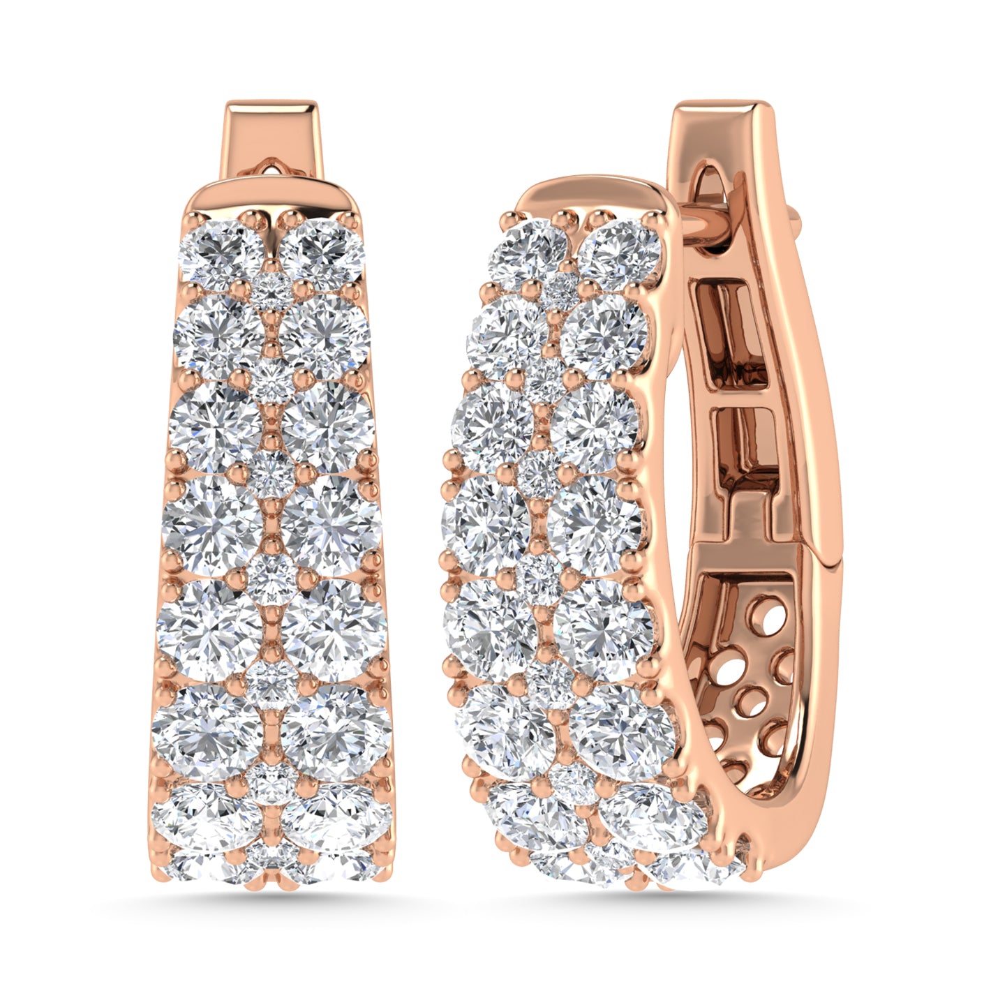 Diamond 1 Ct.Tw. Hoop Earrings in 14K Rose Gold