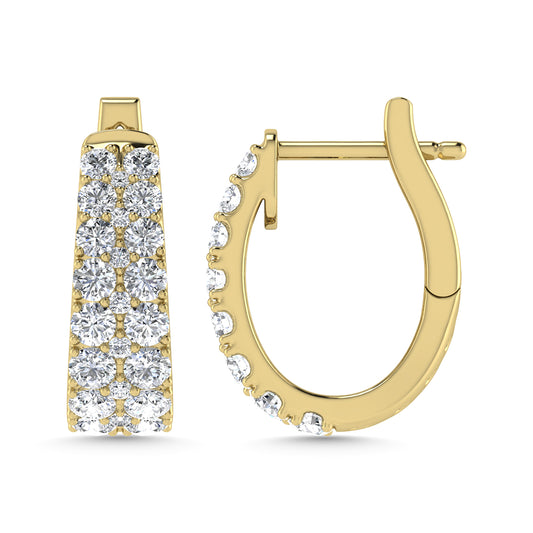 Diamond 1 Ct.Tw. Hoop Earrings in 14K Yellow Gold