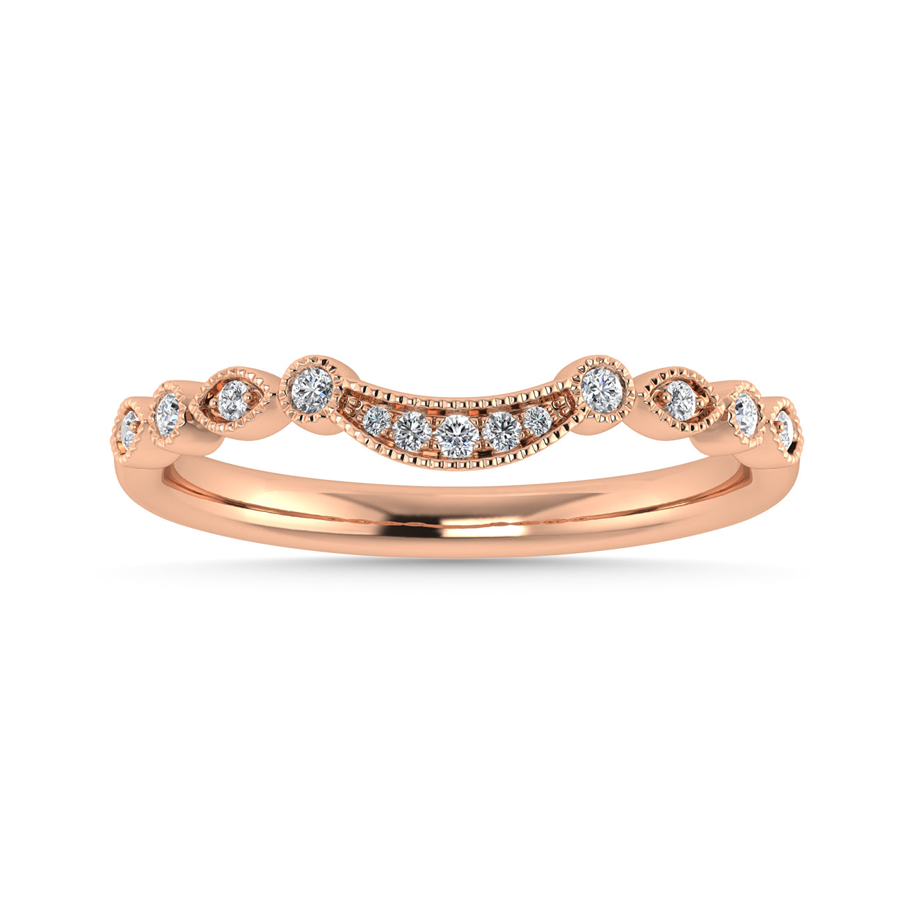 Diamond 1/10 Ct.Tw. Chevron Band in 14K Rose Gold