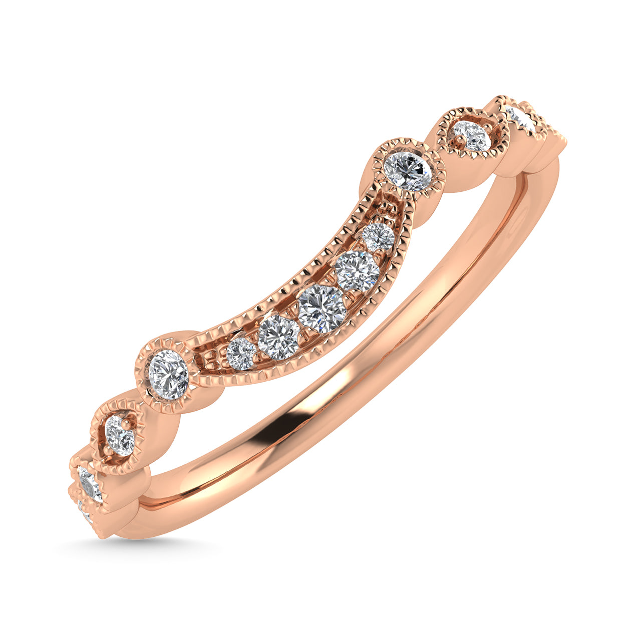 Diamond 1/10 Ct.Tw. Chevron Band in 14K Rose Gold