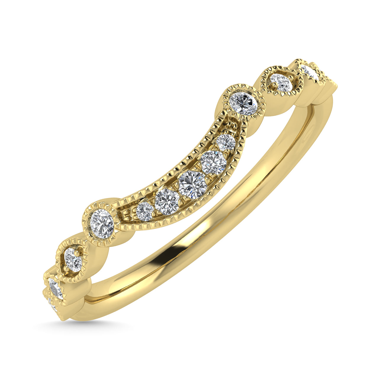 Diamond 1/10 Ct.Tw. Chevron Band in 14K Yellow Gold
