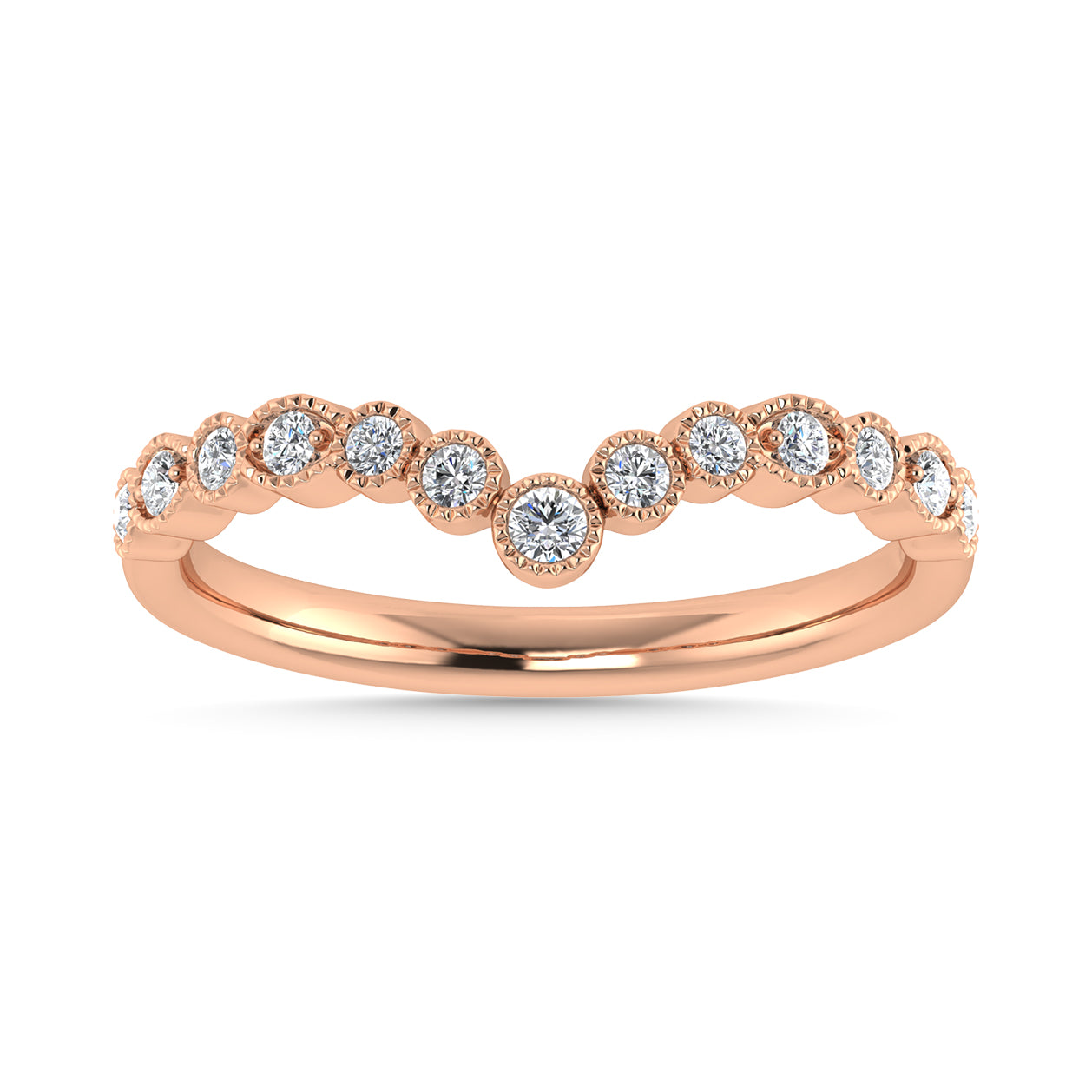 Diamond 1/8 Ct.Tw. Chevron Band in 14K Rose Gold