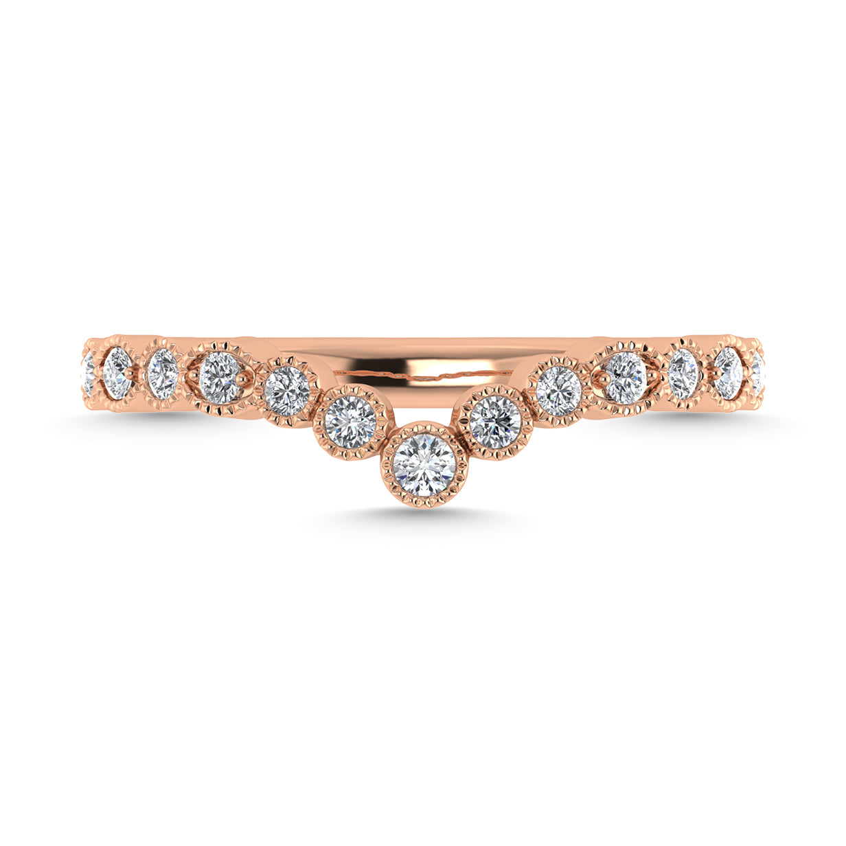 Diamond 1/8 Ct.Tw. Chevron Band in 14K Rose Gold