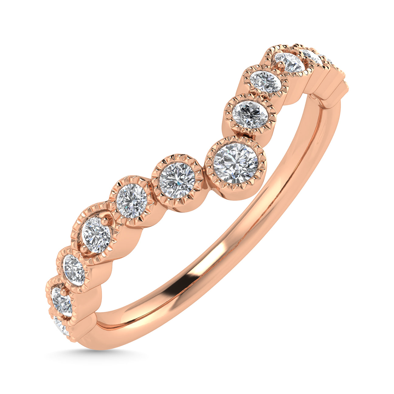 Diamond 1/8 Ct.Tw. Chevron Band in 14K Rose Gold