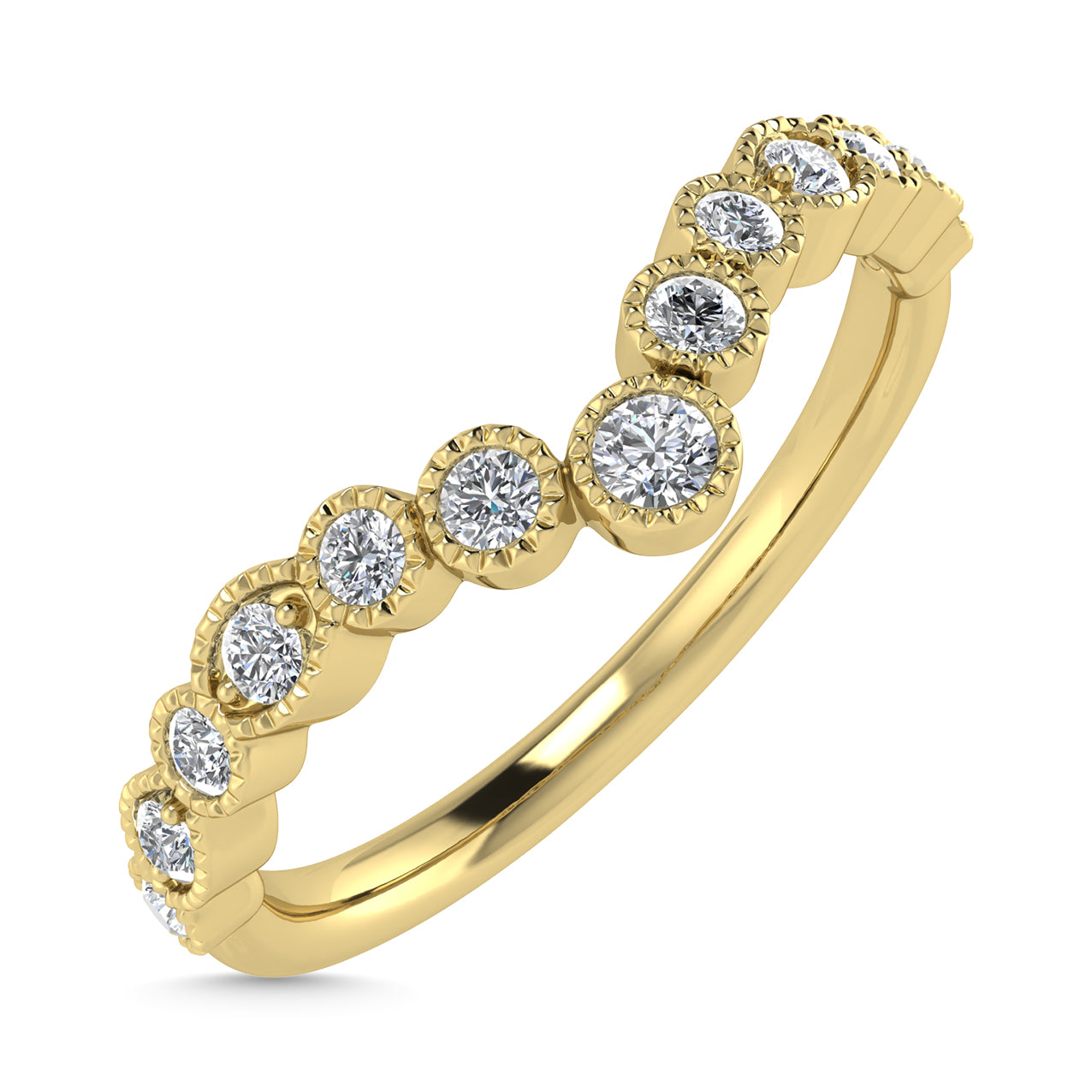 Diamond 1/8 Ct.Tw. Chevron Band in 14K Yellow Gold