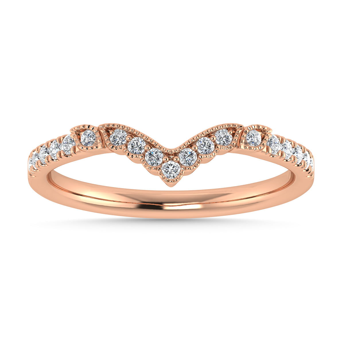 Diamond 1/5 Ct.Tw. Chevron Band in 14K Rose Gold