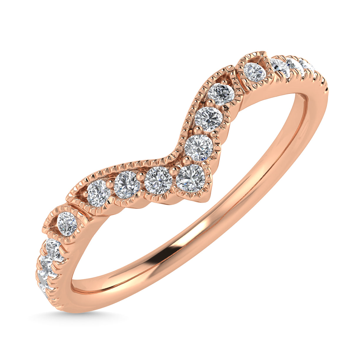 Diamond 1/5 Ct.Tw. Chevron Band in 14K Rose Gold
