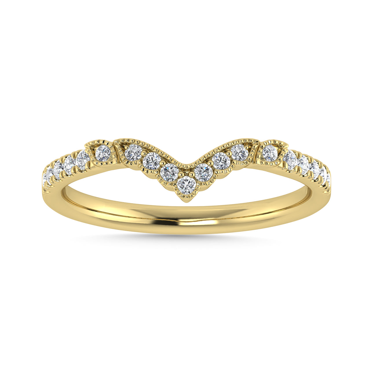 Diamond 1/5 Ct.Tw. Chevron Band in 14K Yellow Gold