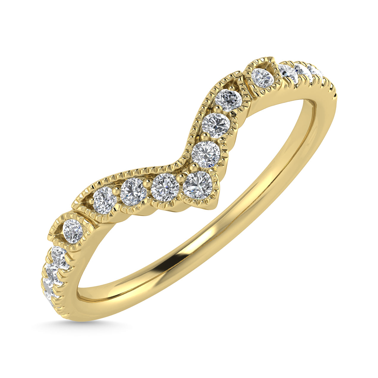 Diamond 1/5 Ct.Tw. Chevron Band in 14K Yellow Gold