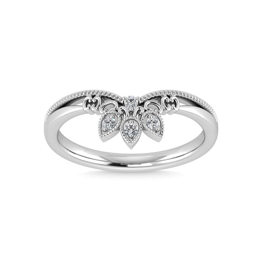 14K White Gold Diamond 1/20 Ct.Tw. Chevron Band