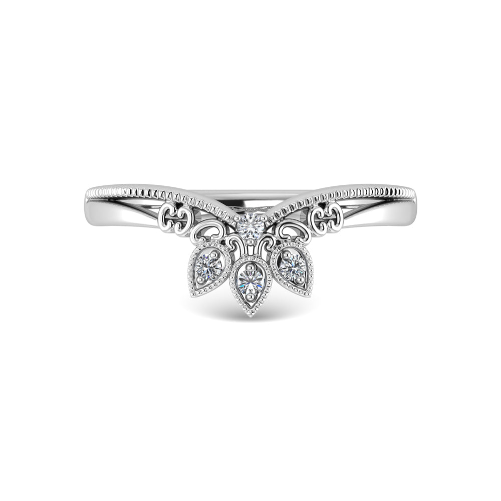 14K White Gold Diamond 1/20 Ct.Tw. Chevron Band
