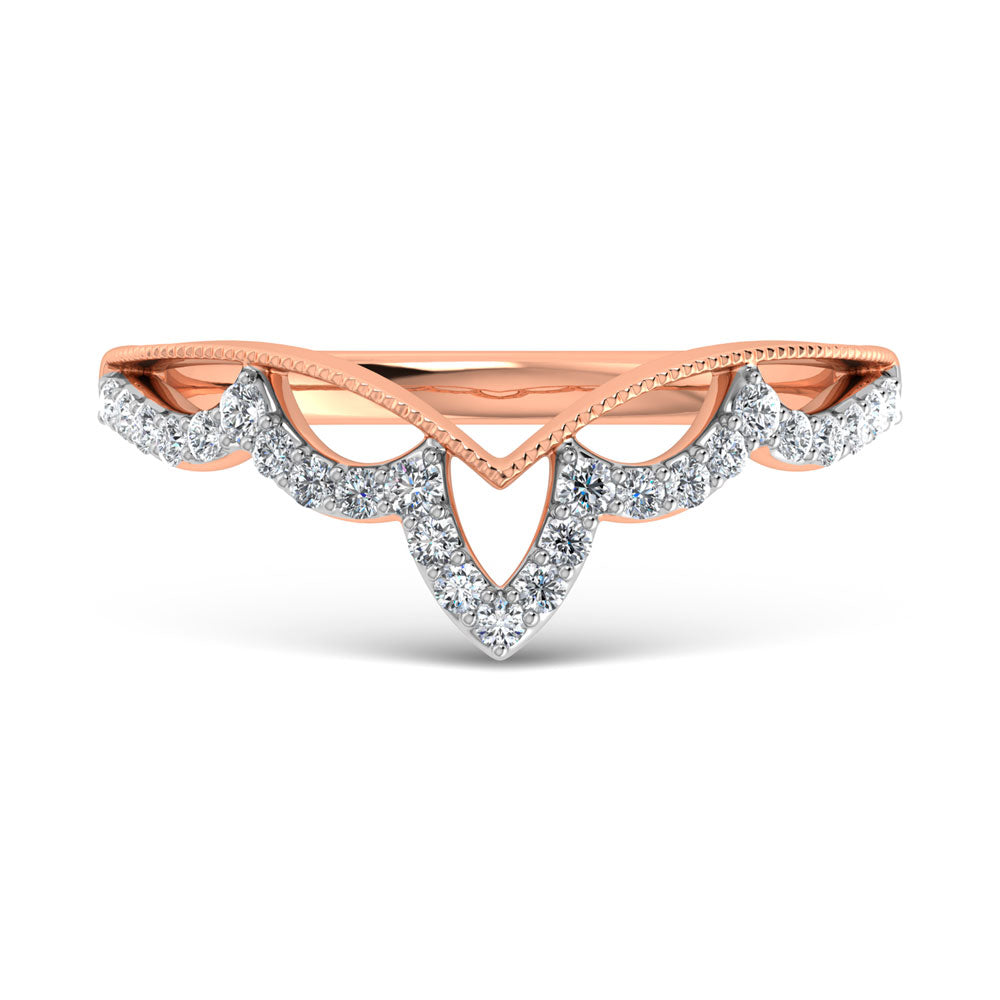 14K Rose Gold Diamond 1/5 Ct.Tw. Chevron Band