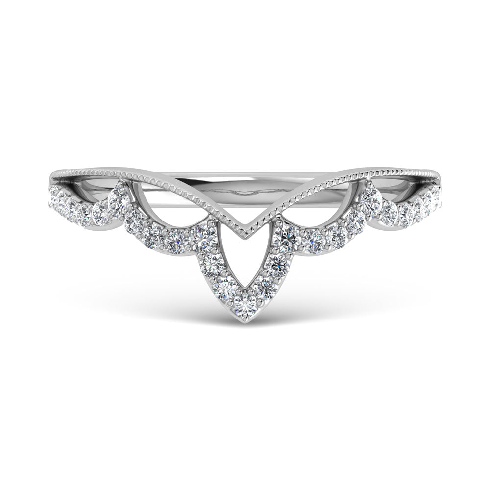 14K White Gold Diamond 1/5 Ct.Tw. Chevron Band
