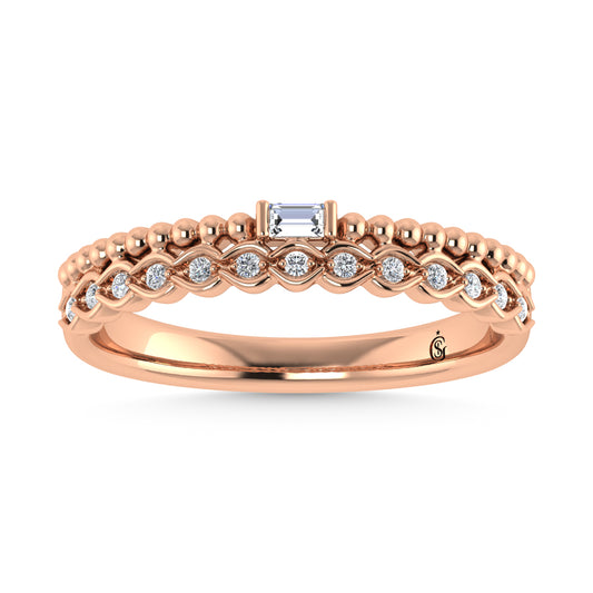 14K Rose Gold Diamond 1/10 Ct.Tw. Stackable Band