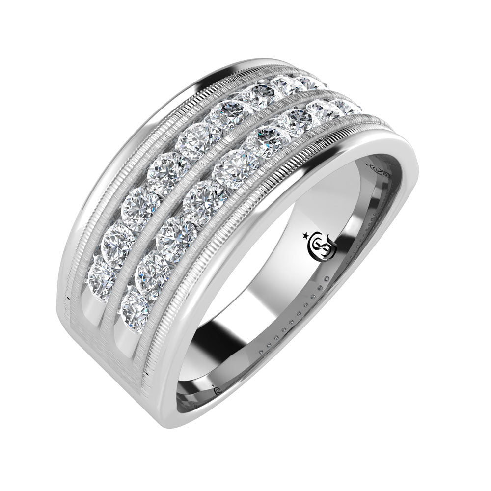 14K White Gold Diamond 1 Ct.Tw. Men?s Band