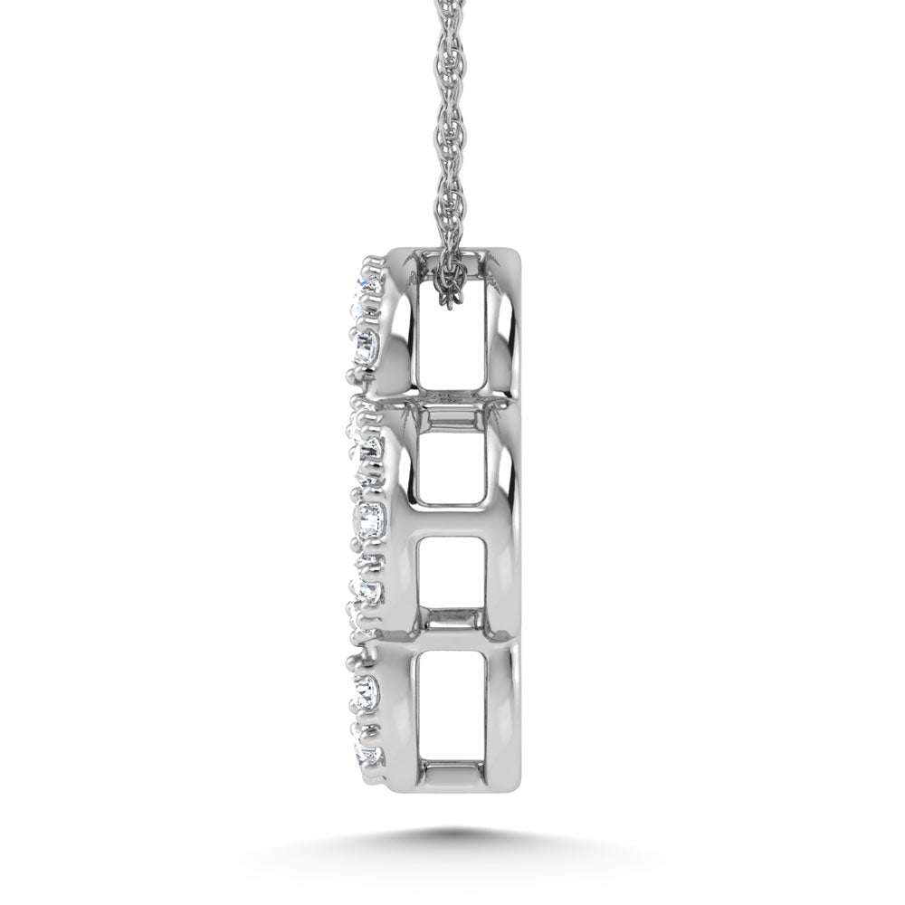 14K White Gold Diamond 1/8.Ct. Tw. Four Leaf Clover Pendant