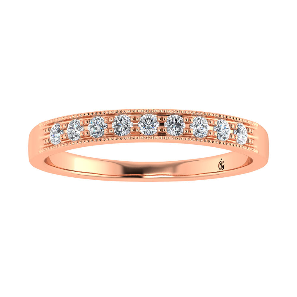 14K Rose Gold Diamond 1/4.Ct. Tw. Men?s Machine Band
