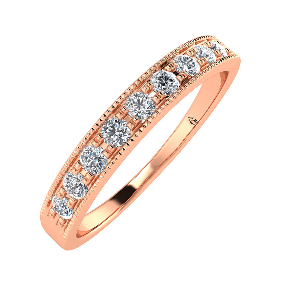 14K Rose Gold Diamond 1/4.Ct. Tw. Men?s Machine Band