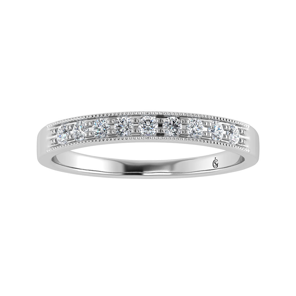 14K White Gold Diamond 1/4.Ct. Tw. Men?s Machine Band