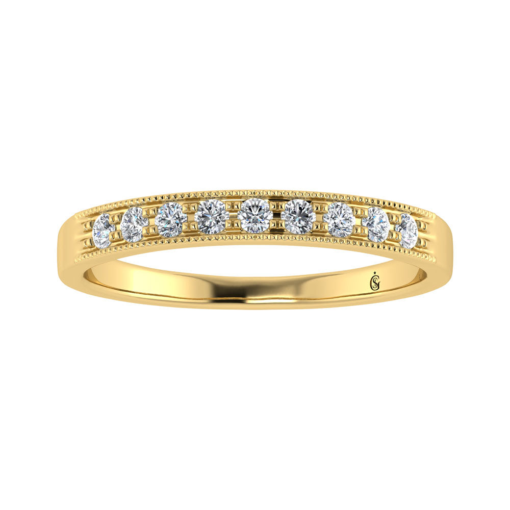 14K Yellow Gold Diamond 1/4.Ct. Tw. Men?s Machine Band