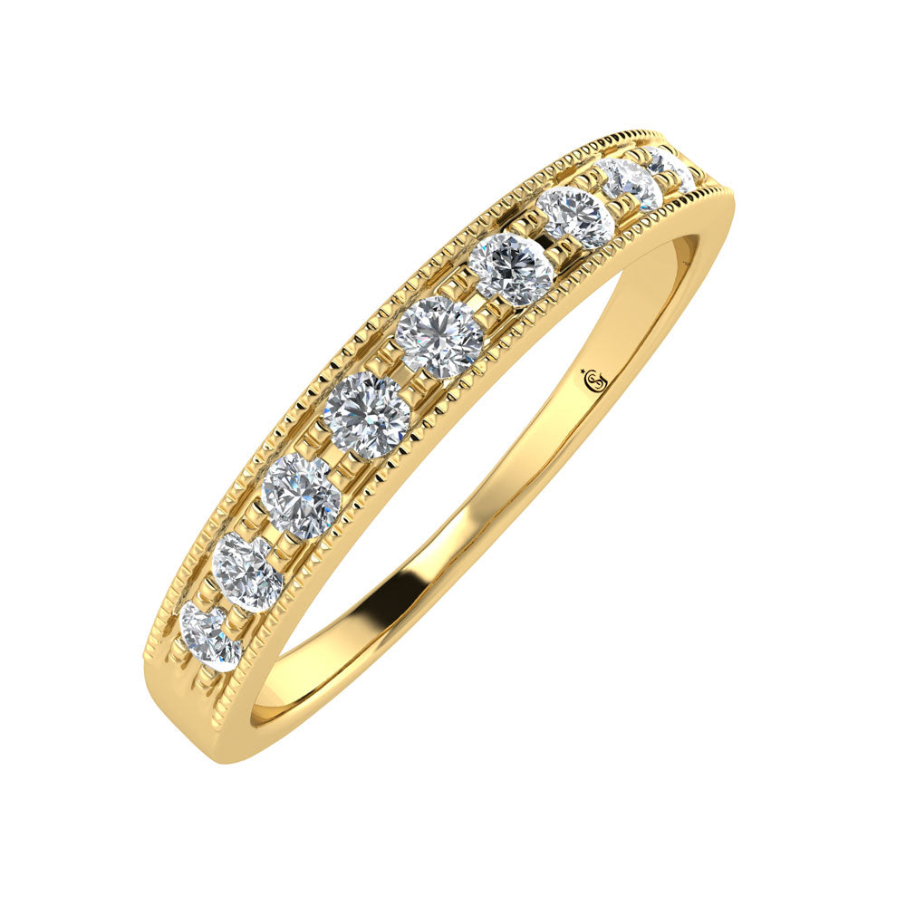 14K Yellow Gold Diamond 1/4.Ct. Tw. Men?s Machine Band