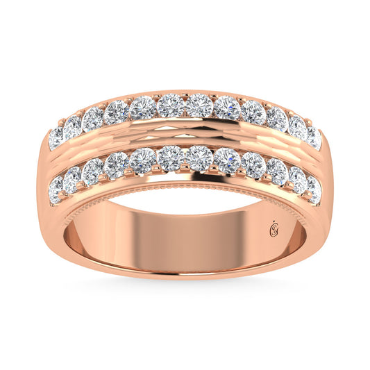 14K Rose Gold Diamond 1 Ct.Tw. Channel Set Mens Machine Band