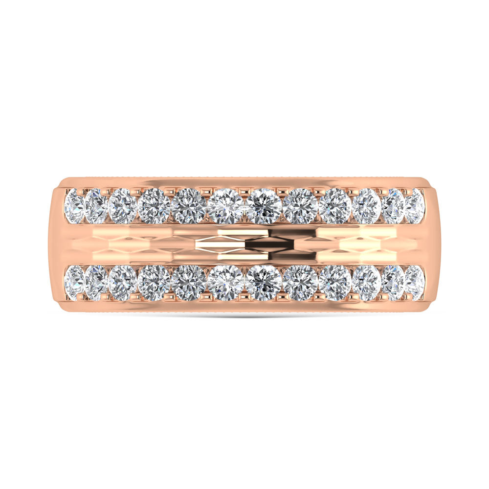 14K Rose Gold Diamond 1 Ct.Tw. Channel Set Mens Machine Band