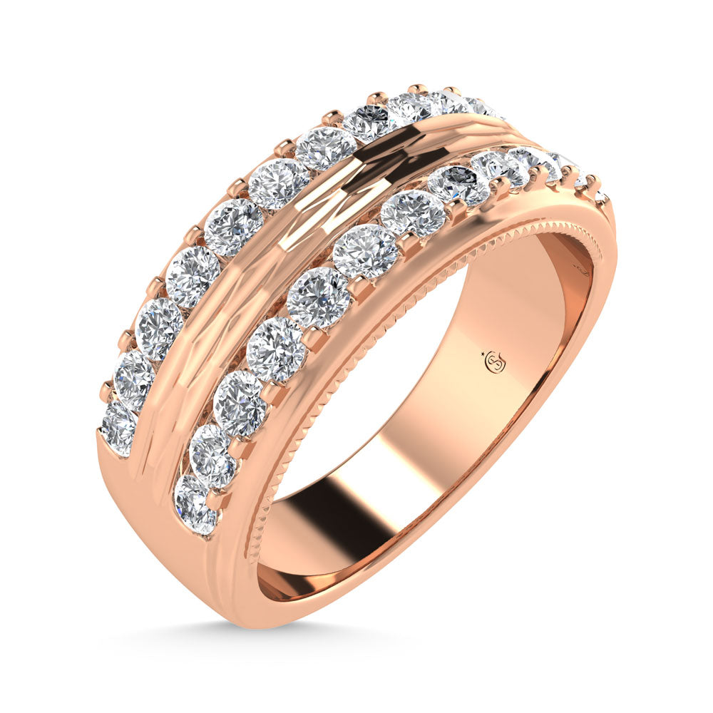 14K Rose Gold Diamond 1 Ct.Tw. Channel Set Mens Machine Band