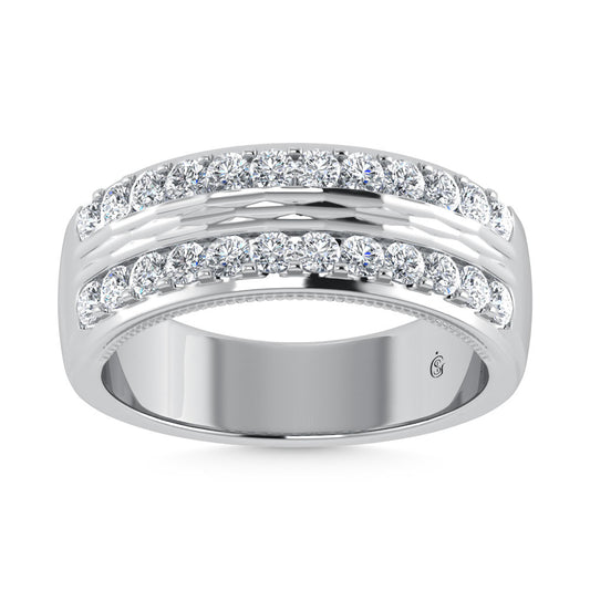 14K White Gold Diamond 1 Ct.Tw. Channel Set Mens Machine Band