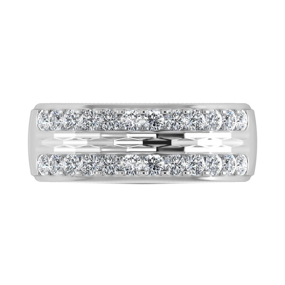 14K White Gold Diamond 1 Ct.Tw. Channel Set Mens Machine Band