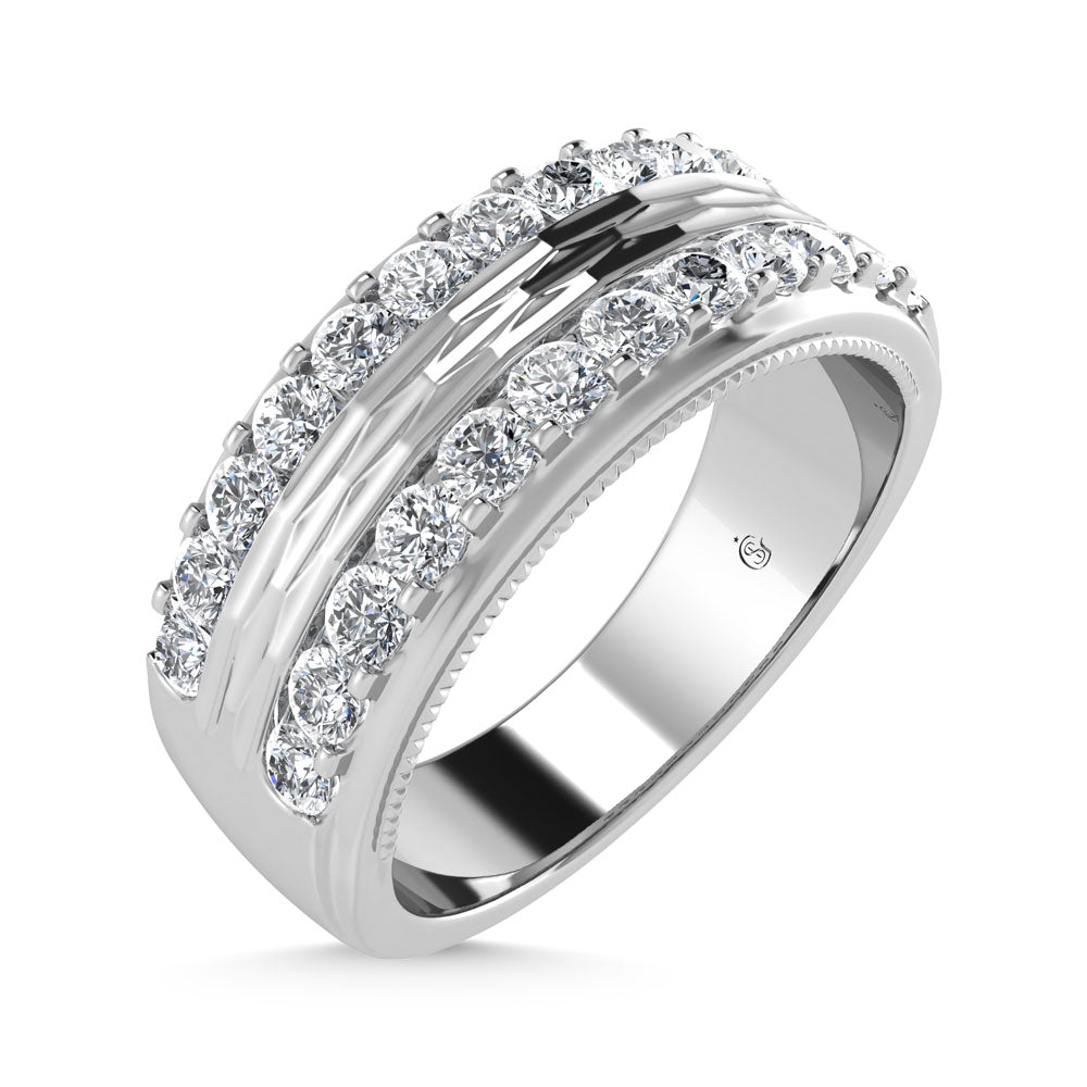 14K White Gold Diamond 1 Ct.Tw. Channel Set Mens Machine Band